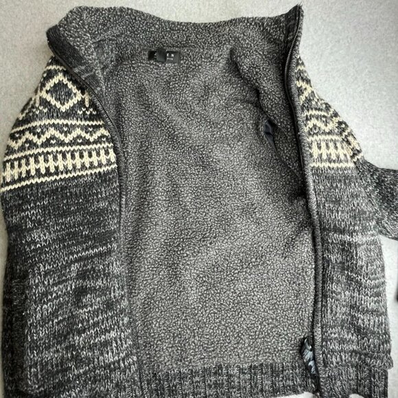 21 Men Fleece Lined Zip Cardigan Grey and White Size L Winter - Picture 14 of 15